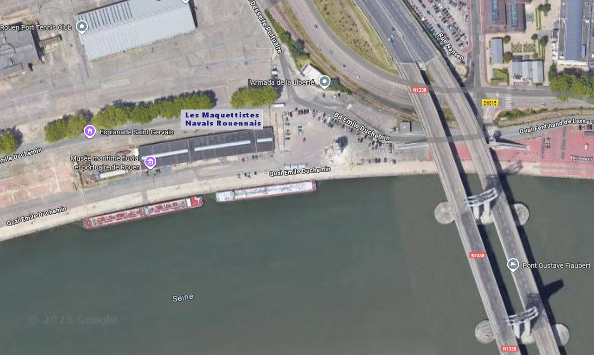 Situation géographique de notre club proche du pont Flaubert